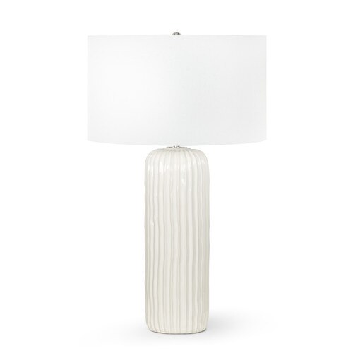 textured ceramic coastal lamp in white